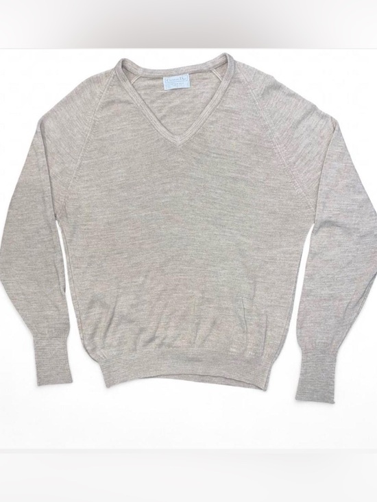 Dior Other - Vintage Christian Dior Beige V-Neck Sweater Size Large